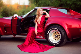 обоя автомобили, -авто с девушками, corvette