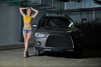 обоя автомобили, -авто с девушками, mitsubishi, outlander