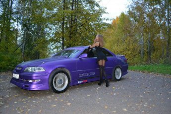 обоя автомобили, -авто с девушками, toyota, mark, ii