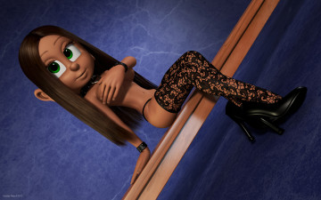 обоя 3д графика, мультфильмы и в игры, девушка, взгляд, фон