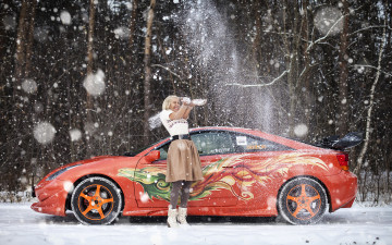 обоя автомобили, -авто с девушками, toyota, celica