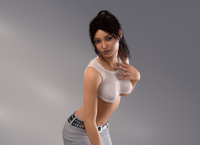 Обои картинки фото 3д графика, люди , people, девушка, фон, взгляд