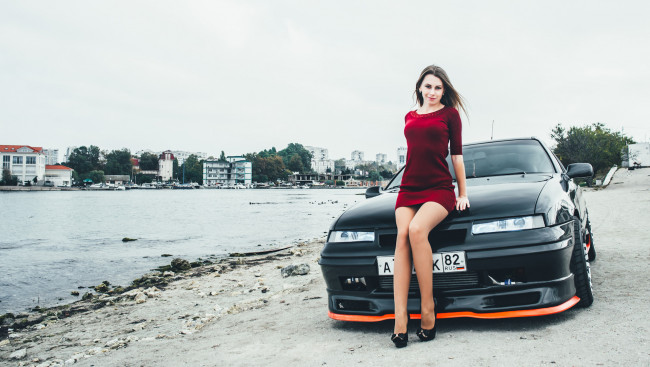 Обои картинки фото автомобили, -авто с девушками, opel, calibra