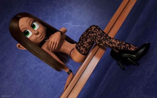 Обои картинки фото 3д графика, мультфильмы и в игры, девушка, взгляд, фон