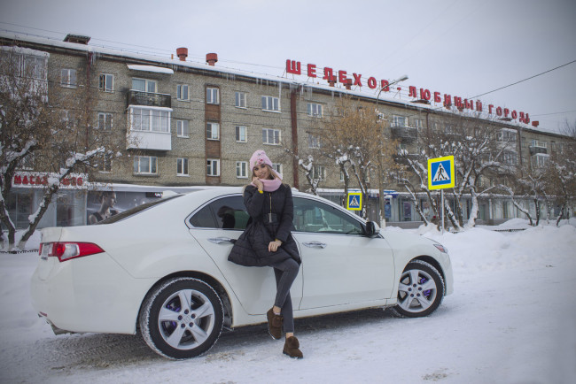 Обои картинки фото автомобили, -авто с девушками, honda, accord