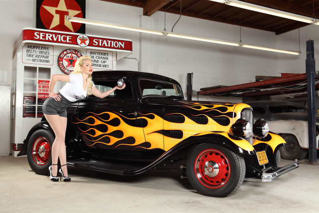 Обои картинки фото автомобили, -авто с девушками, hotrod