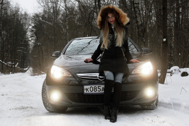 Обои картинки фото автомобили, -авто с девушками, opel, astra