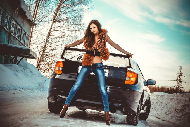 Обои картинки фото автомобили, -авто с девушками, toyota, celica