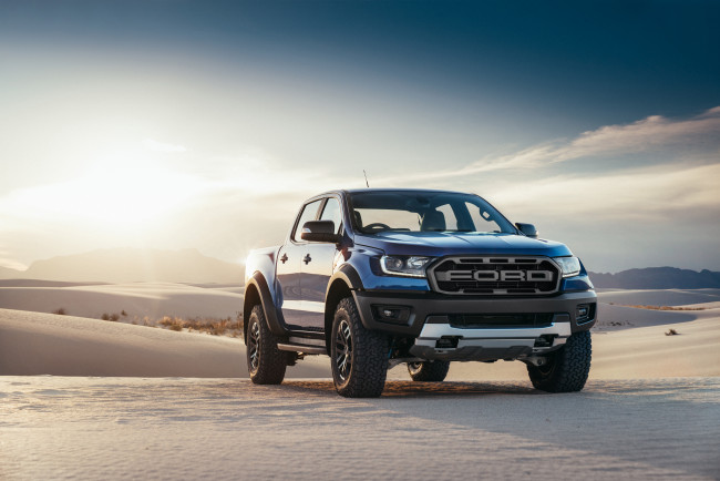 Обои картинки фото ford ranger raptor , 2019, автомобили, ford, raptor, ranger, синий, форд, рейнджер, пески