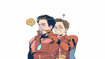 Картинка рисованное кино роберт дауни мл тони старк питер паркер железный человек том холланд паук