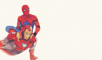 Картинка рисованное кино человек паук железный роберт дауни мл том холланд тони старк питер паркер