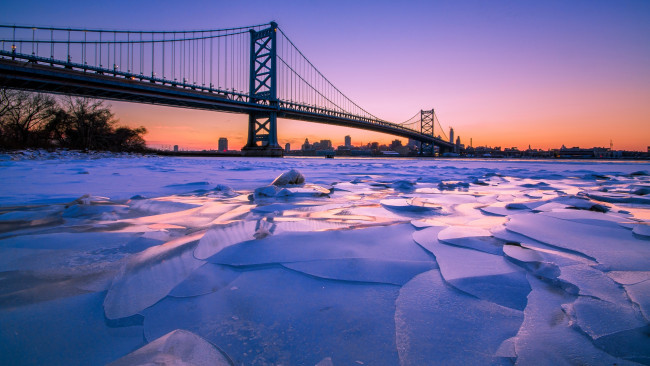 Обои картинки фото города, - мосты, мост, бенджамина, франклина, филадельфия