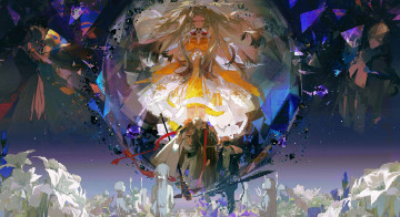 Картинка аниме магия +колдовство +halloween люди цветы