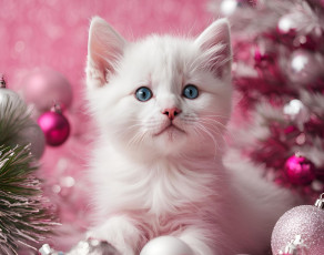 обоя праздничные, - разное , новый год, кот, кошка