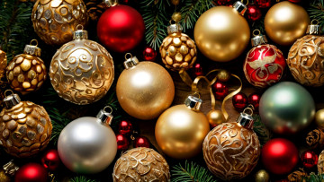 обоя праздничные, шары, новогодняя