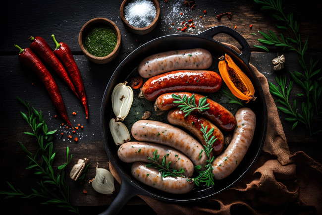 Обои картинки фото 3д графика, еда-, food, колбаски