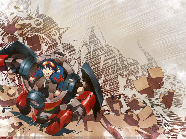 Обои картинки фото аниме, tengen, toppa, gurren, lagann, simon