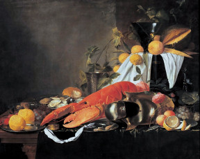 Картинка Ян хем натюрморт лангустом рисованные jan davidsz de heem