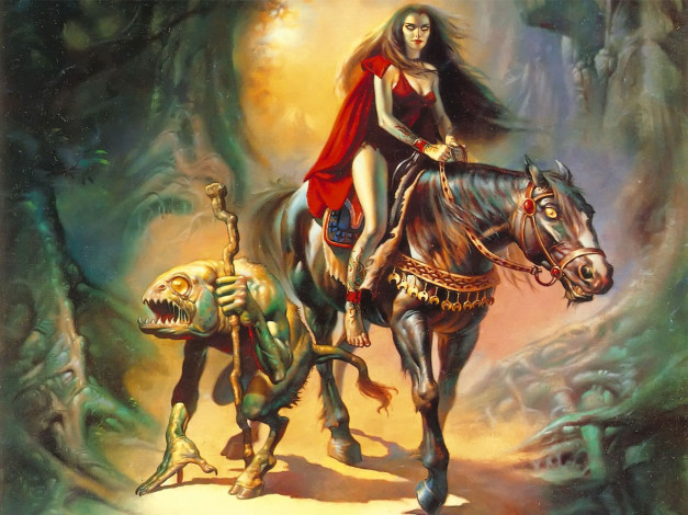 Обои картинки фото boris, vallejo, фэнтези, красавицы, чудовища