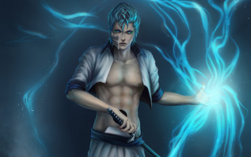 Картинка аниме bleach катана zetsuai89 парень магия grimmjow jeagerjaques