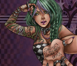 Картинка рисованные люди harpyqueen девушка тату косички волосы ручка надпись рука amberly berendson