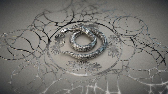 Обои картинки фото 3д, графика, animals, животные, завитки, змея