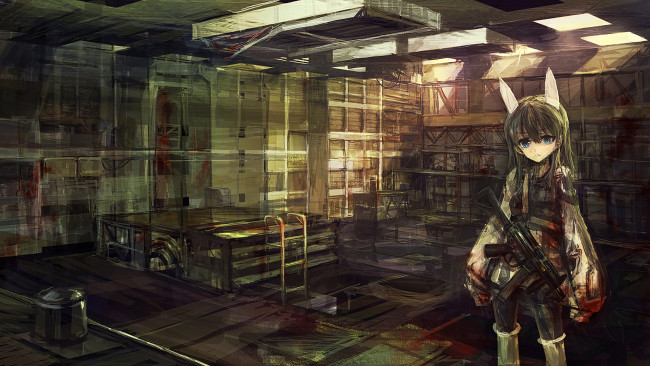 Обои картинки фото аниме, weapon, blood, technology, оружие