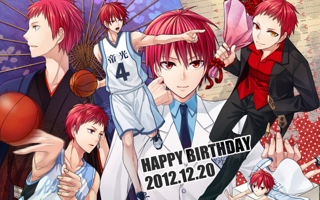 Обои картинки фото аниме, kuroko, no, baske, мальчики, мяч