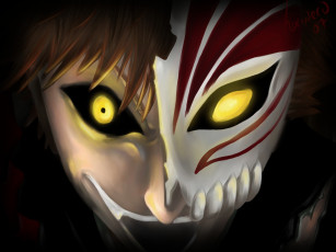 Картинка аниме bleach блич лицо парень взгляд ичиго куросаки рыжий маска