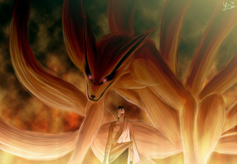 Картинка аниме naruto арт кьюби курама лис девятихвостый наруто данзо