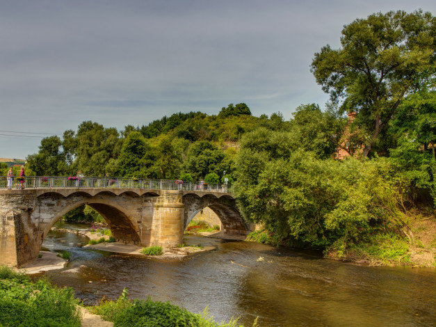 Обои картинки фото германия  майзенхайм, природа, реки, озера, германия, деревья, мост, река, майзенхайм