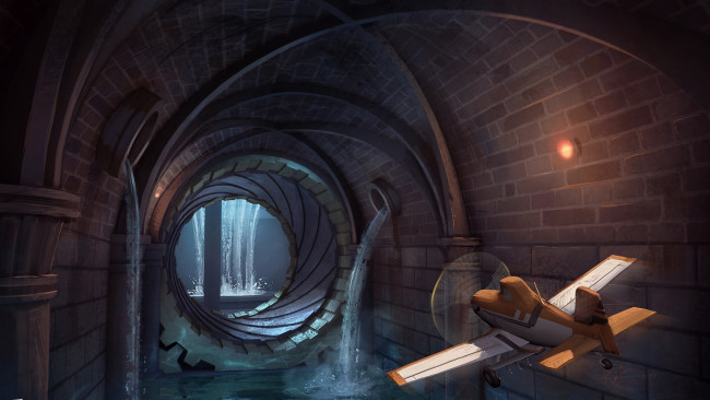 Обои картинки фото planes, мультфильмы, анимация, уолт, дисней, мультфильм, крылья, самолётик, люки, вода, приключения, воздушные, гонки, аэротачки, дасти, самолёты, тачки, туннель