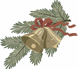 Картинка праздничные векторная+графика+ новый+год ветки колокольчики