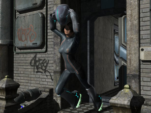 Картинка 3д+графика фантазия+ fantasy шлем фон взгляд девушка