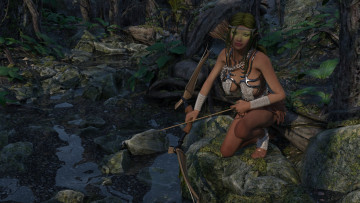 Картинка 3д+графика амазонки+ amazon взгляд лук фон девушка