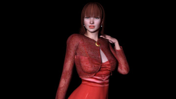 обоя 3д графика, люди , people, девушка, взгляд, фон, рыжая