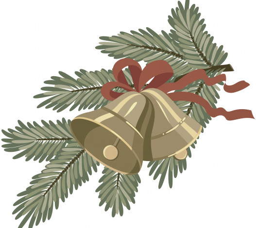 Обои картинки фото праздничные, векторная графика , новый год, ветки, колокольчики