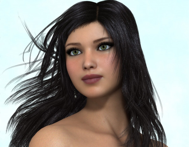 Обои картинки фото 3д графика, портрет , portraits, фон, взгляд, девушка