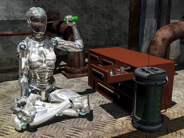 Обои картинки фото 3д графика, _science fiction, фон, взгляд, девушка