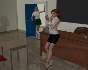 Картинка 3д+графика люди+ people взгляд девушки интерьер фон