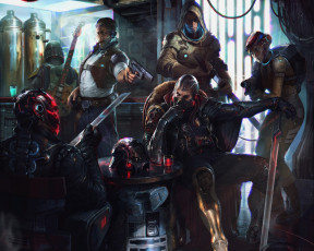 Картинка фэнтези _star+wars denys tsiperko star wars challenge cyberpunk bikers денис циперко звездные войны киберпанк байкеры арт