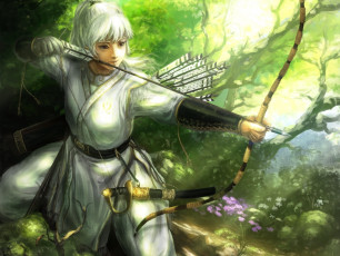 Картинка фэнтези девушки фон взгляд стрелы лук девушка