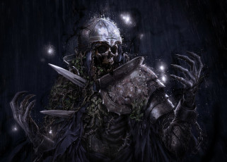 Картинка фэнтези нежить фрагмент доспехи скелет дождь арт kate fox