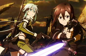Картинка аниме sword+art+online кирито девочка сион меч
