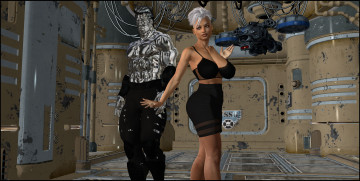 Картинка 3д+графика фантазия+ fantasy девушка андроид фон взгляд