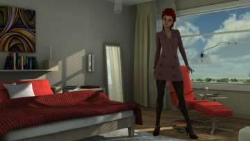 Картинка 3д+графика люди+ people интерьер фон взгляд девушка