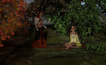 Картинка 3д+графика эльфы+ elves взгляд эльфийки сад фон