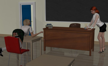 Картинка 3д+графика люди+ people офис фон взгляд девушки