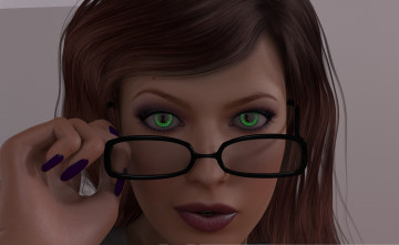 Картинка 3д+графика портрет+ portraits девушка фон очки взгляд