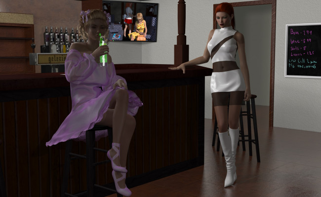 Обои картинки фото 3д графика, люди , people, интерьер, фон, взгляд, девушки